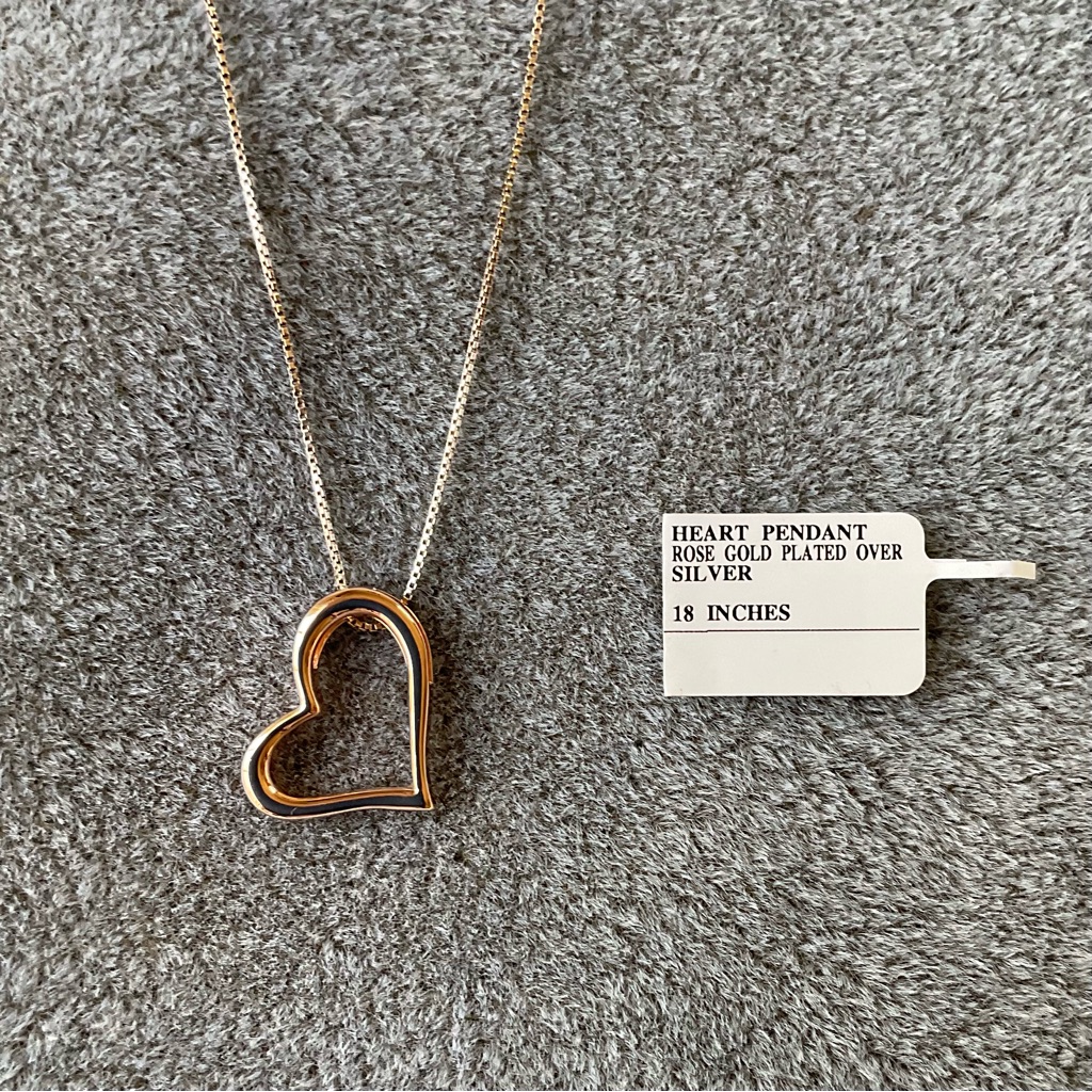 Otc Italy Thailand Rose Gold Over Sterling Silver Open Heart Pendant Necklace